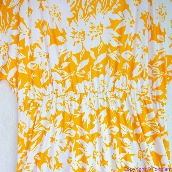 NEW Eloquii yellow floral Dolman Sleeve Maxi Dress with Slit,20 - Picture 15 of 16